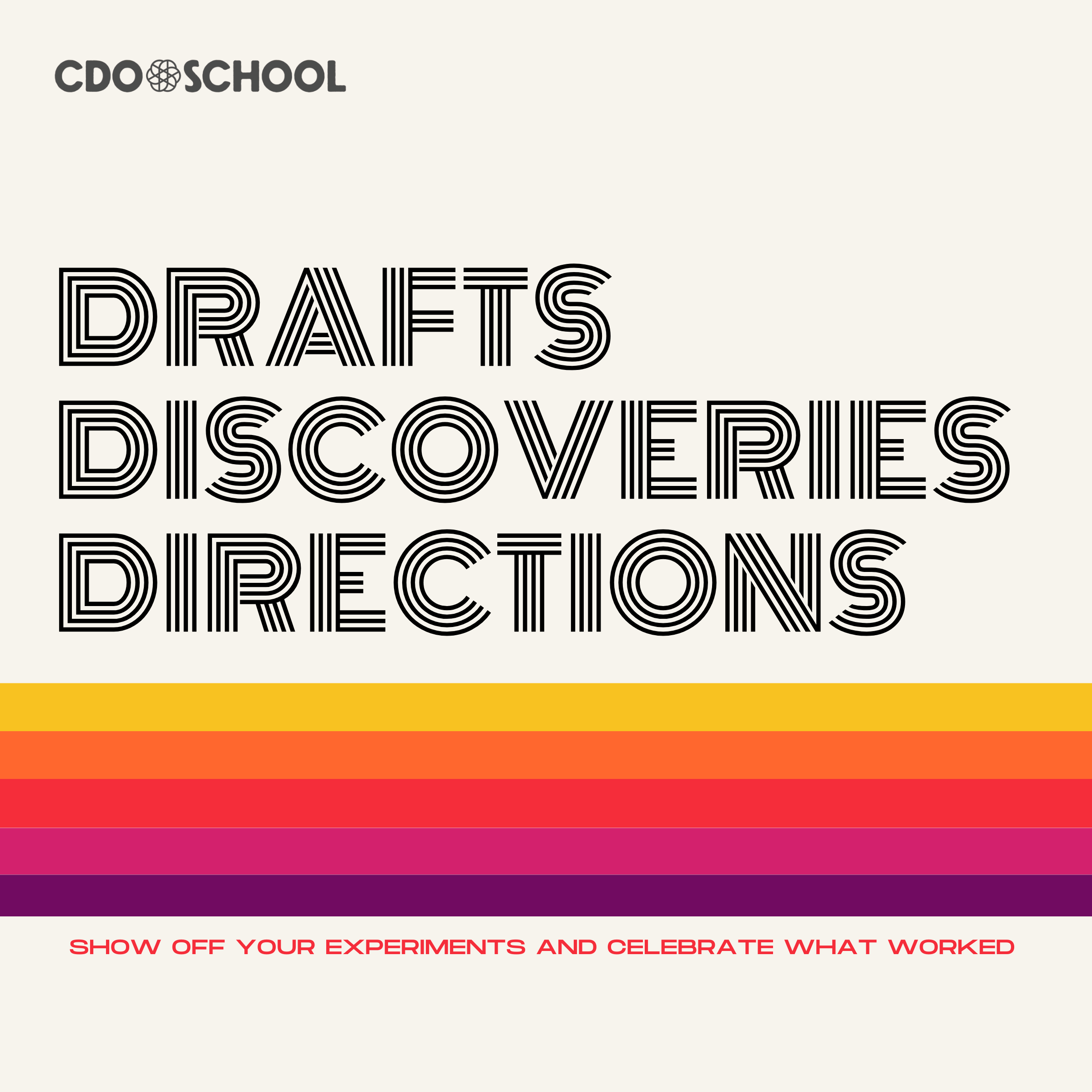 Drafts, Discoveries & Directions: Show off your experiments and celebrate what worked